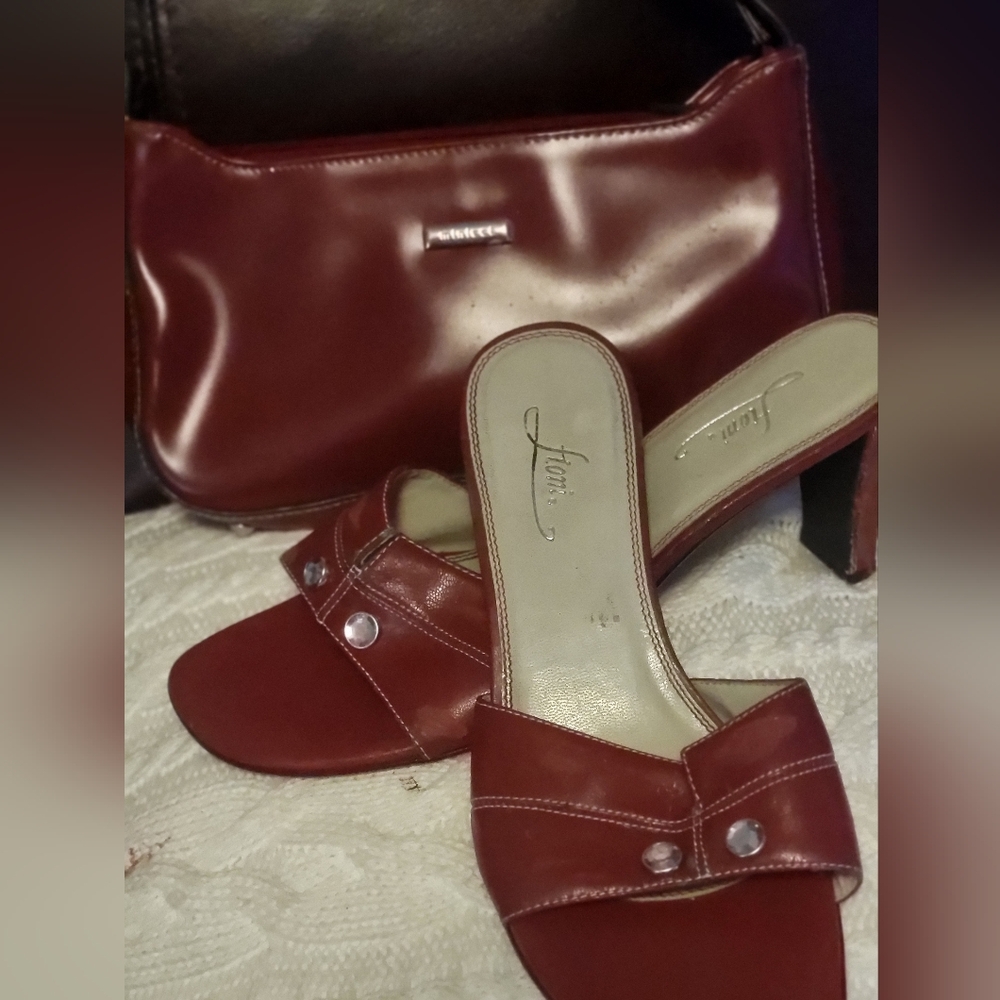 Women's Burgundy Heels And Purse
